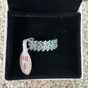 Bomb Party Aqua Woven Lattice Band Ring – Size 6 – NWT